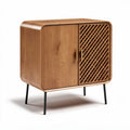 Móvel de storage em madeira de carvalho com portas em design de ripas 50 x 40 x 70cm